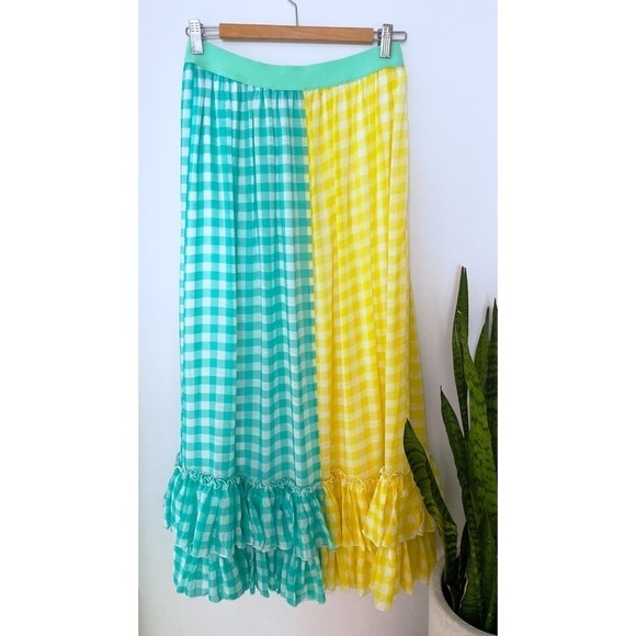 NWT Eva Franco Lynsey Gingham Colors Maxi Skirt S​​​​​ - Picture 2 of 14